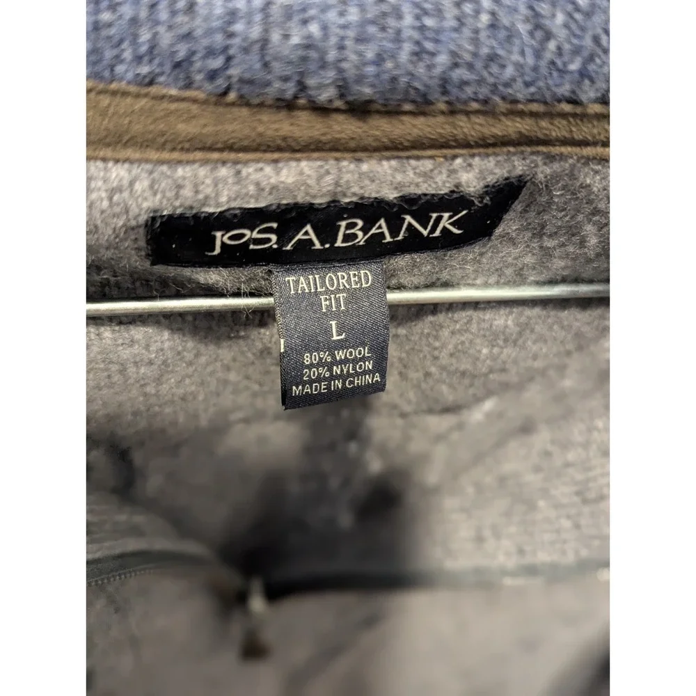 Quiet Luxury Wool Cable Knit 1/4 Zip Jos A Bank Sweater Large Gray Old Money